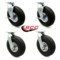 Service Caster 10 Inch Black Pneumatic Wheel Caster Swivel with 2 Brakes, 4PK SCC-100S3504-PNB-2-TLB-2 - alternate 1